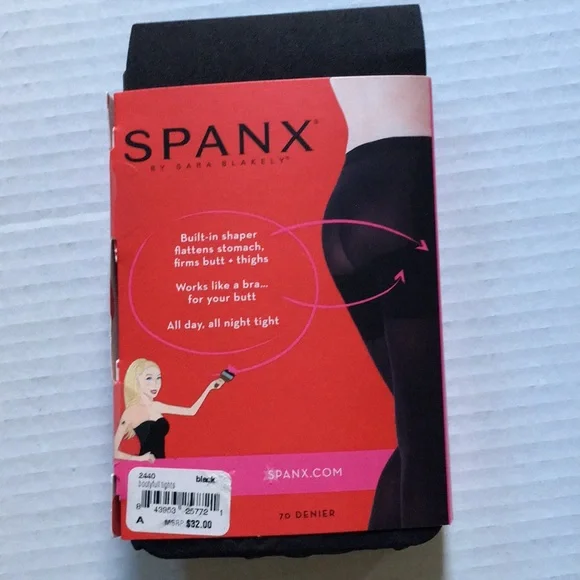 SPANX BLACK OPAQUE BELLY FIRMING & BUTT LIFTING TIGHTS. - Picture 2 of 7